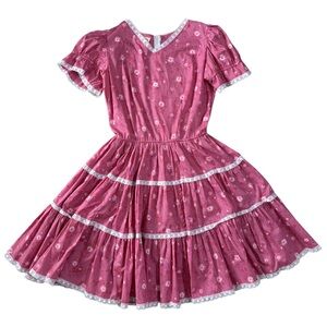 Vintage Rockmount Ranch Wear Pink Floral Square Dancing Dress with White Trim 16